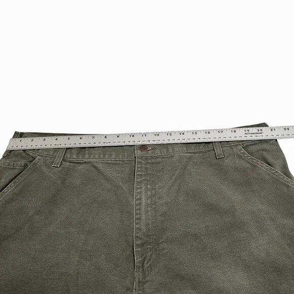 Vtg Carhartt Pants Mens 42x31.5 Olive Green B11 Duck Carpenter Work USA 90s - Picture 10 of 16